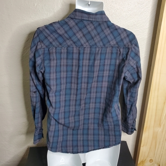 Point Zero Shirt Button Down Long Sleeve Plaid Burst Pockets - Picture 3 of 13
